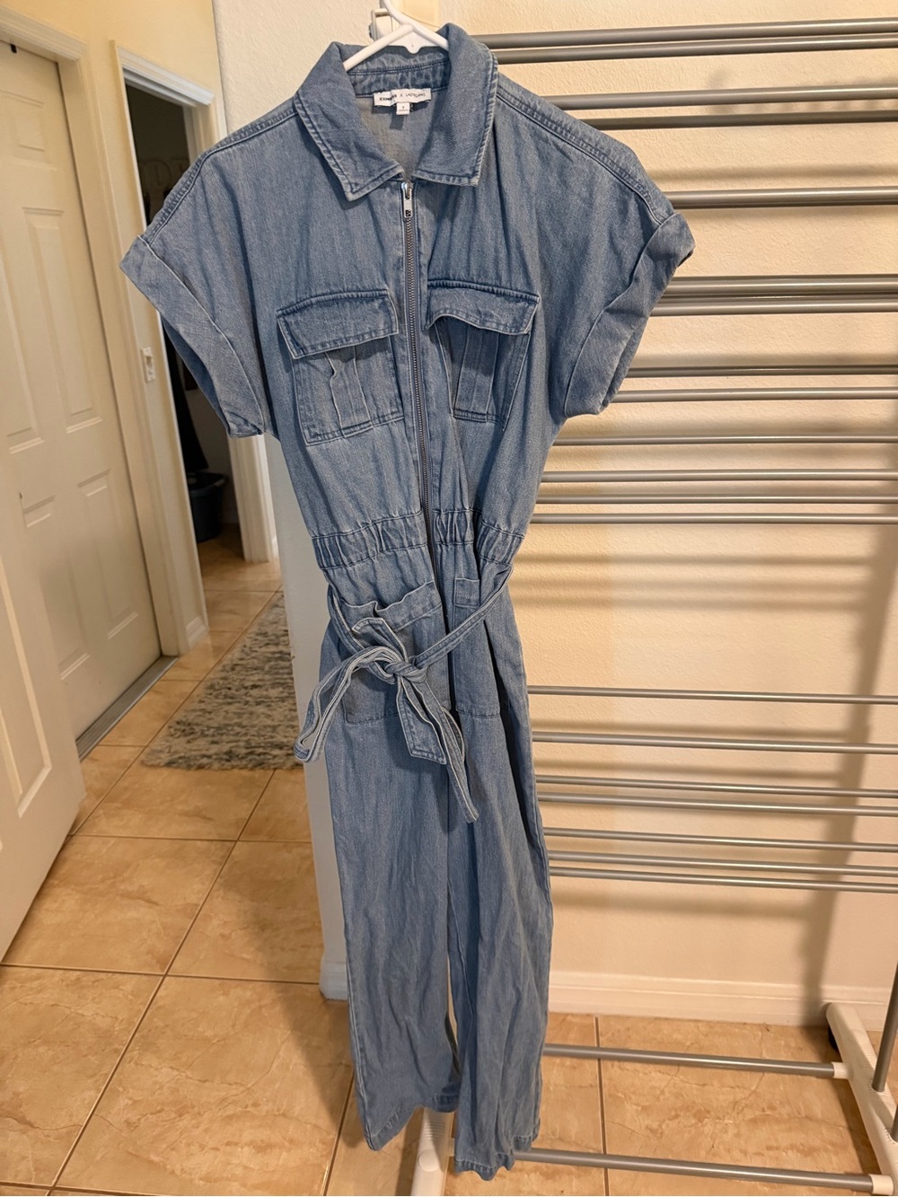 Express Light Blue Denim Jumpsuit